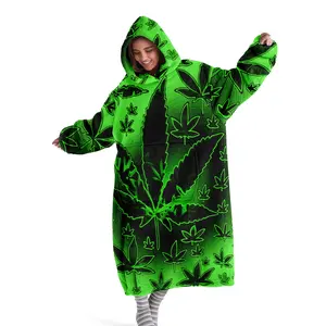 hoodie blanket，Wearable Blanket，Women's Hooded Blanket Sweatshirt, Wearable Blanket Robe, Fashion Sleepwear, Maple Leaf Print Thick Home Clothes, Cozy Hooded Blanket, Warm Blanket，Christmas Gift,Valentine's Day gift