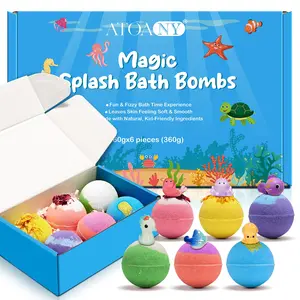 ATOANY Toy Bath Bomb Set, 6 scents, includes small ocean-themed toys, for children ages 3 and up, makes bath time fun and helps kids love bath time, perfect for Children's Day gifts