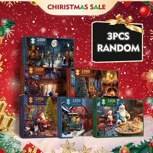 【3 Random 1000 Pieces】 Puzzles for Adults and Kids Christmas Puzzles, 2025 Holiday Santa Puzzle, Perfect Family Time Sharing