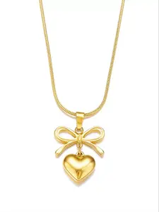 Cute Bow Heart Necklace, Simple and Fresh Style, Versatility and High-End Feel, Collarbone Chain, Fashion Jewelry