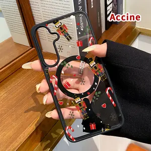 Magnetic Phone Case Compatible with Samsung Galaxy S23 Ultra S24 Plus S25 S22+ FE Nutcracker Delight Pattern Clear Acrylic Back Waterproof Lightweight Mobile Phone Cover for