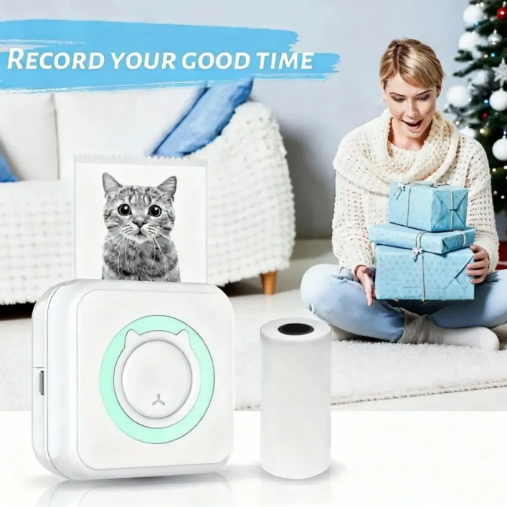 Mini Printer,Portable Bluetooth Sticker Maker, Inkless Printer with Rolls Thermal Paper,Print Pods for Photos Receipt Memos Notes Work List