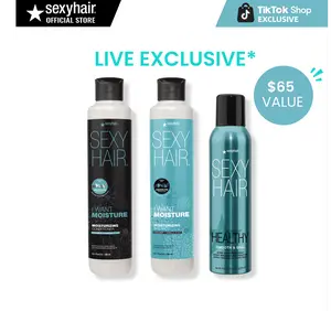 SexyHair I WANT MOISTURE Shampoo & Conditioner + SexyHair Smooth & Seal Shine Spray