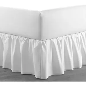 Lightweight Ruffled Bed Skirt, Queen Size 15 Inch Drop - 100% Microfiber, Soft and Stylish, Dust Ruffle - Bed Skirt for Queen Beds, White