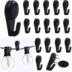 30 Pack Black Light Hooks for Concrete Walls Small Utility Wall-Mount Hangers for Outdoor String Lights Hanging Decor Plants Shelves Pictures Tapestry Heavy Duty for Wooden Cement Stucco