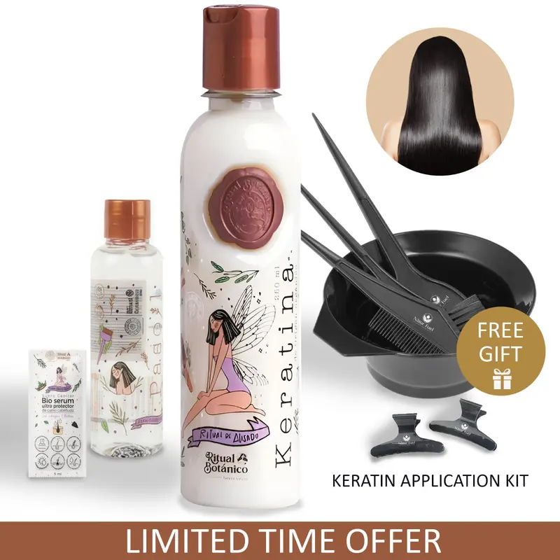 Keratina Origen Botanico Organic Keratin | Hair Smoothing & Straightening Treatment | Formaldehyde-Free Hair Botox | Infused with 12 Natural Oils for Shine, Softness & Nourishment
