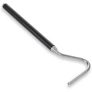 26 Inch Extensible Retractable Foldable Stainless Steel Snake Hook Portable Mini Snake Handling Tool for Ball Python Pick Up, Black