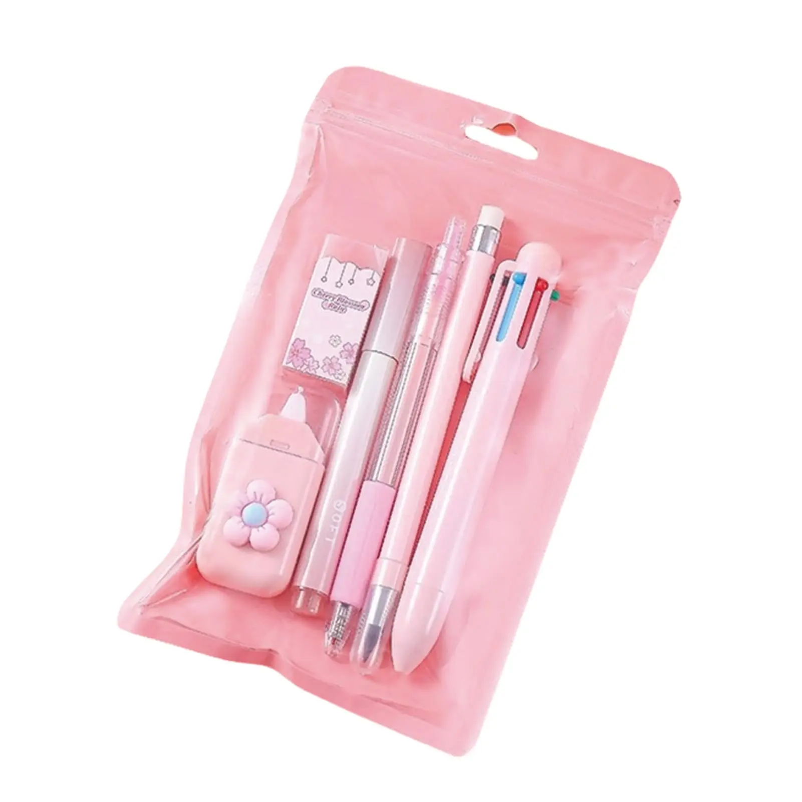 Cute Stationery Set for Girls, Kawaii School Supplies Kit with Gel Pens, Mechanical Pencil, Eraser, Correction Tape and Zipper Pencil Case