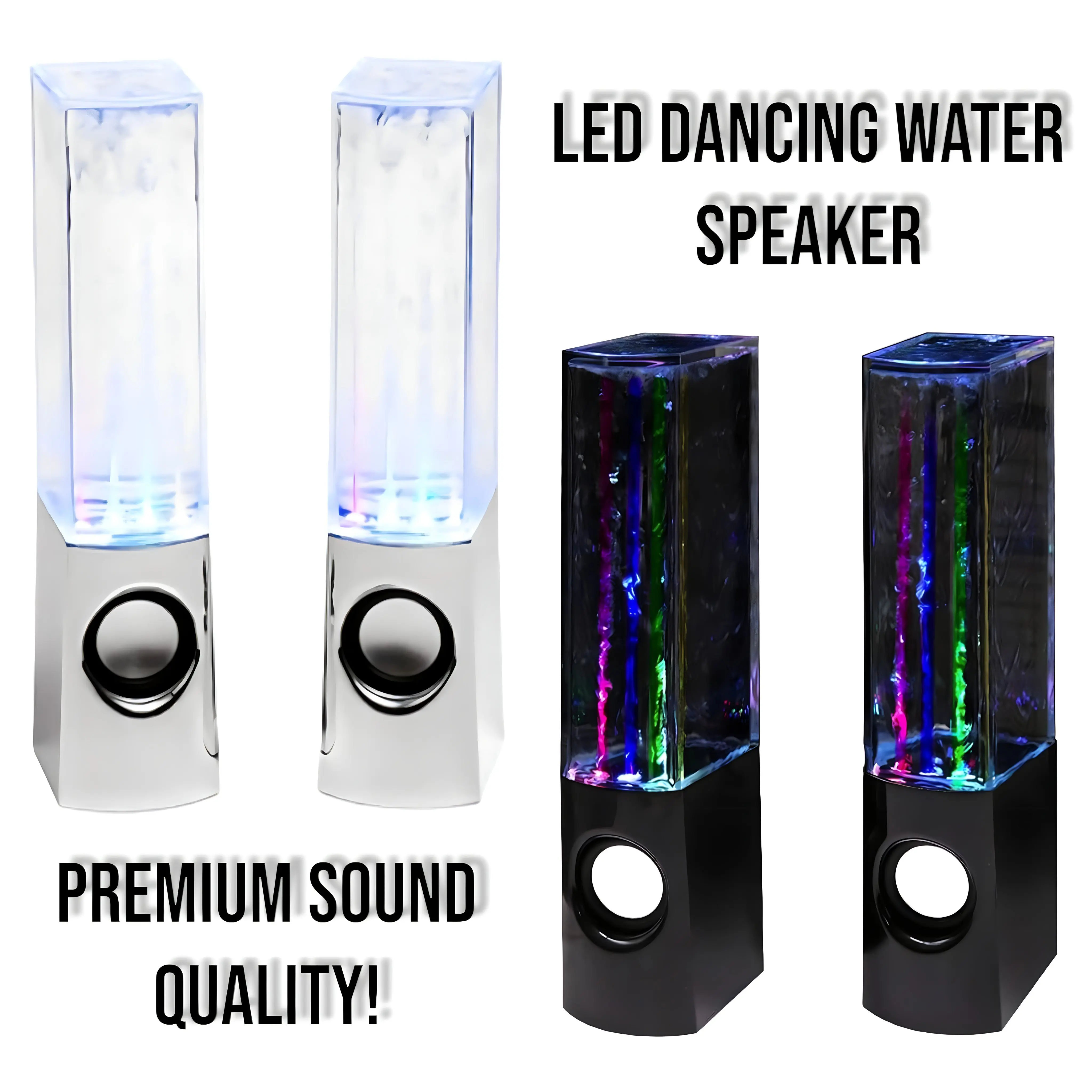 2PCS LED Light Dancing Water Music Fountain Light Speakers for PC Laptop For Phone Portable Desk Stereo Speaker