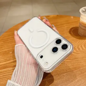 Magnetic Clear Acrylic Phone Case Smartphone for iPhone 17 Pro Max 16 Pro Max 16 15 14 13, Soft TPU Bumper, Full Body Protection, Shockproof Anti‑Scratch Anti‑Drop Slim Cover