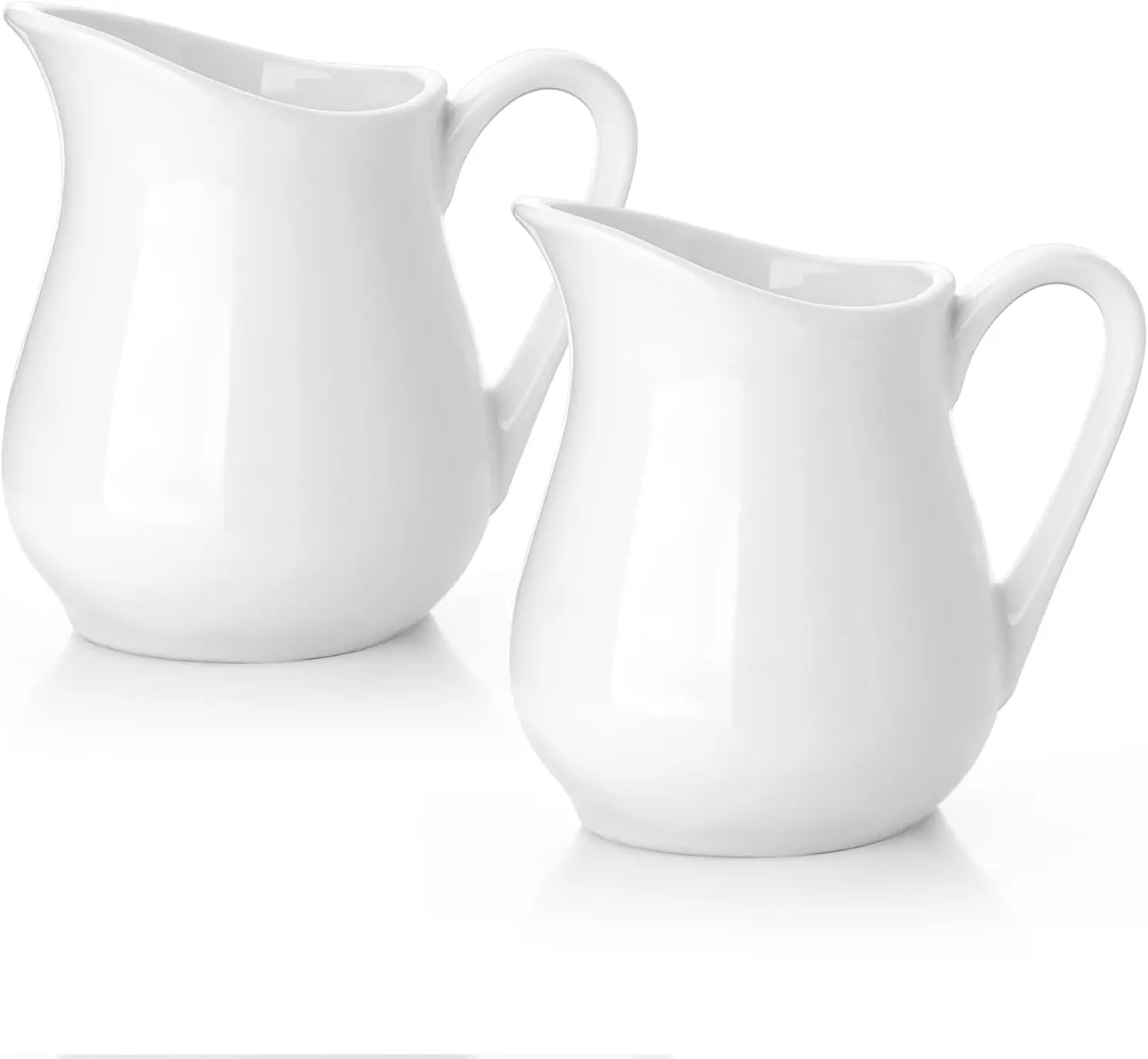 Ceramic 4 Oz Creamer Pitcher Set, 2 Pack Creamer Containers with Handle for Sauces, Salad, Coffee & Milk, Microwave & Freezer Safe