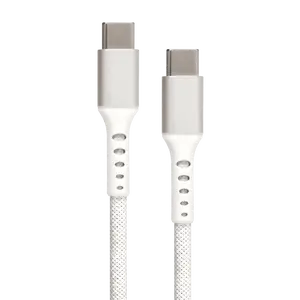 USB C to USB C Braided Cable - White - 5 FT