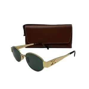 Pre-owned Celine Triomphe Metal 01 Sunglasses in Metal GOLD / GREEN CEG06