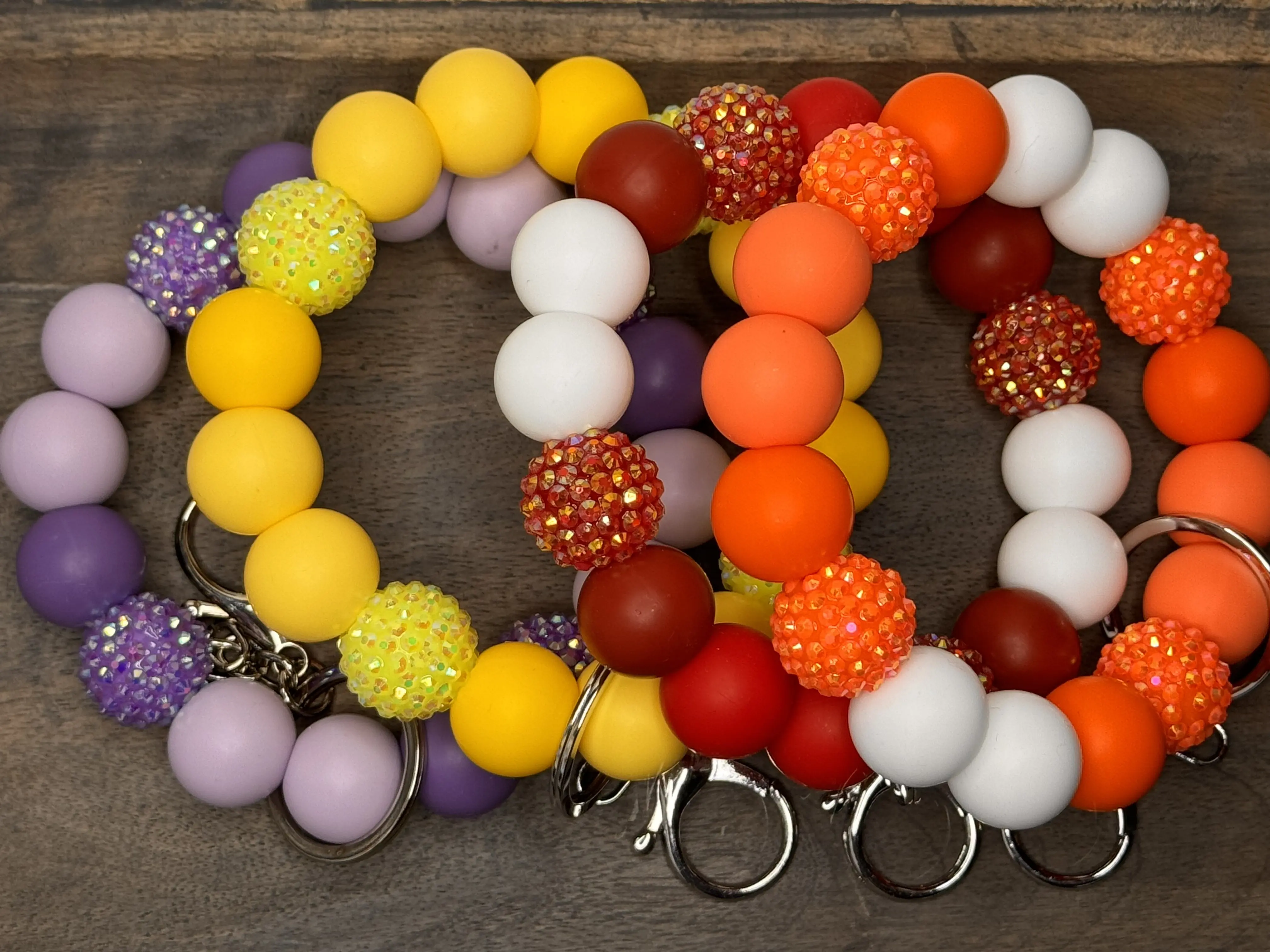 Wristlet with Rhinestone and Silicone Beads