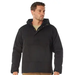 Black Anorak Parka Tactical Quarter Zip Jacket Military Pullover Windbreaker