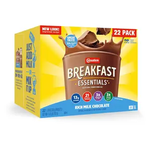 Carnation Breakfast Essentials Powder Drink Mix, Rich Milk Chocolate,1.26 Ounce (Pack of 22), (Packaging May Vary) Vitamin Protein