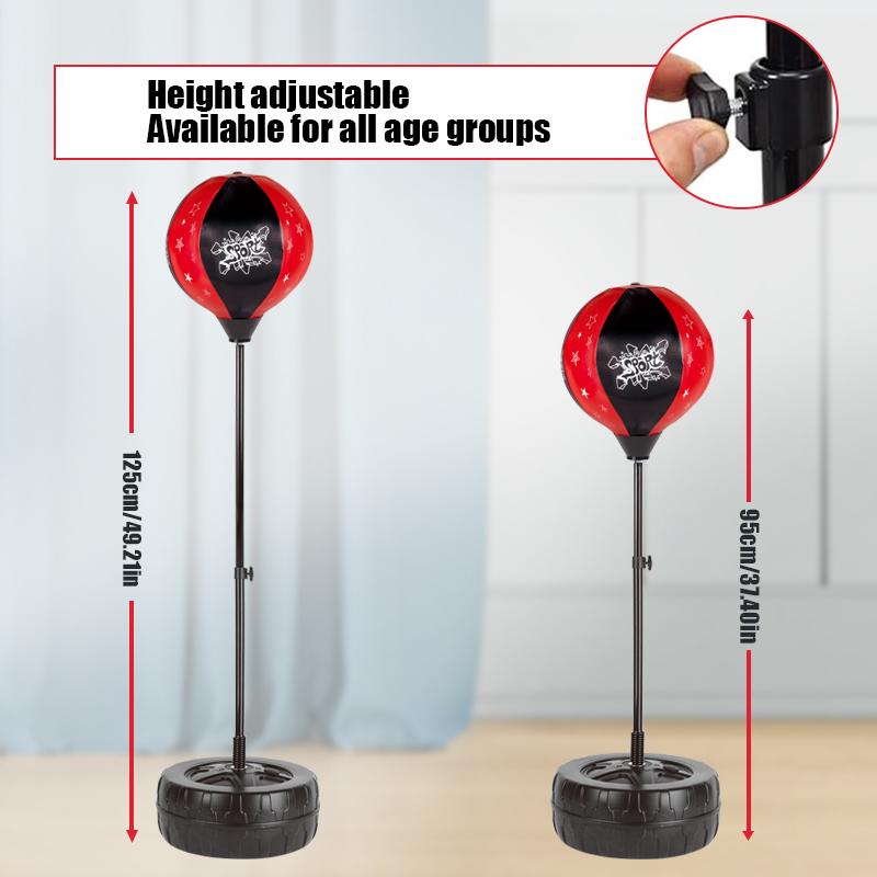 Adjustable Stand Punching Bag with Boxing Gloves - Fun and Safe Toy for Boys and Girls Ages 3+ - Ideal for Karate and Martial Arts Training