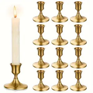 Copper Color Iron Taper Candle Holders, 2/3/6/12/30-Pack Elegant Metal Stands for Casual Graduation Party, Engagement Decor, Kitchen & Home Use