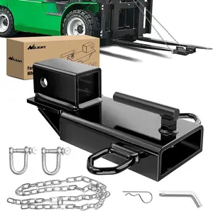 Nilight Forklift Trailer Hitch Attachment Fits 2 Inch Receiver Clamp on Pallet Fork Trailer Towing Adapter with Safety Chain & 5/8” Hitch Pin Clip Black