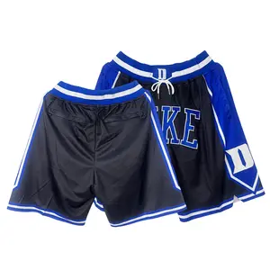 UKE 2026 Summer Basketball Shorts with Four Pockets Sewing Embroidery Lettering Breathable Retro Style for Outdoor Sports Beach Large Size Black White Blue