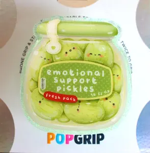 Emotional Support Pickles Glitter Reader Kindle Grip Kindle Grip Book Lover Cute Kindle Accessories Phone Holder PopSocket Phone Grip Magnetic Pop Socket Phone Grip