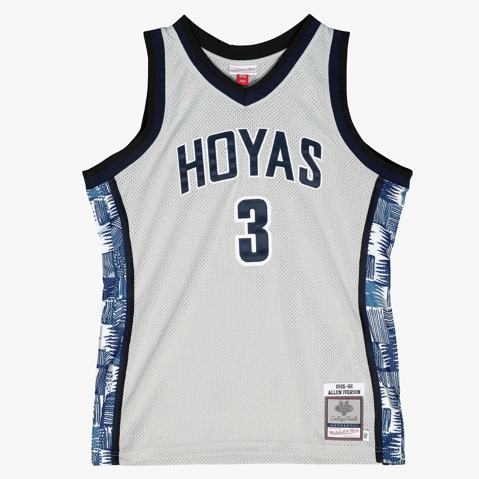 Allen Iverson Georgetown Hoyas 1995-96 Silver Authentic Jersey NCAA Throwback NBA Basketball Hardwood Classics Fan Gear Mitchell & Ness