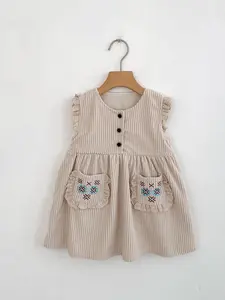 Girls' Elegant Dress Spring & Fall Sleeveless Vest Dress, Baby Stylish Autumn New Embroidered Dress, Fashionable, Baby Clothing