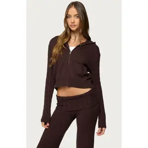 Edikted Women's Lula Cable Knit Zip Up Hoodie