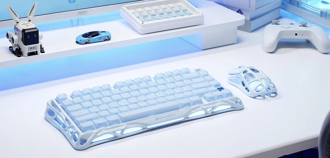 GravaStar Mercury M1 Pro Gaming Mouse Ice Blue, 78g Lightweight Magnesium Alloy, 26,000 DPI, PAW3395DM Sensor, 5 Programmable Buttons, Support Wired/2.4GHz/BT, Up to 200 Hours Battery Life GravaStar Mercury M1 Pro Gaming Mouse Ice Blue, 78g Lightweight Magnesium Alloy, 26,000 DPI, PAW3395DM Sensor, 5 Programmable Buttons, Support Wired/2.4GHz/BT, Up to 200 Hours Battery Life