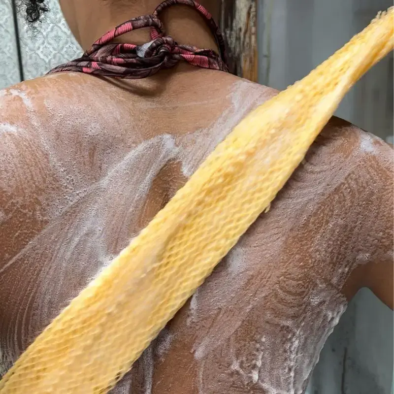 Authentic African Exfoliating Net Sponge - Antibacterial, Fragrance-Free Body Scrubber Bath Accessory, Long Exfoliating Loofahs & Poufs, Mesh Scrubber Loofahs & Poufs for Softer, Smoother Skin, Unscented Oil Compatible Beauty & Personal Care Item