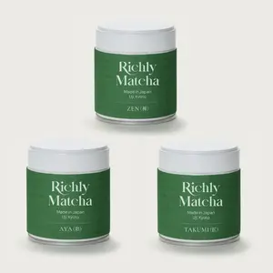 Richly Matcha│ZEN AYA TAKUMI, Matcha Green Tea Powder Tasting Set, 3-Pack Premium Selection