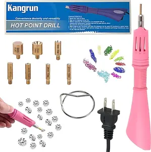 Hotfix Rhinestone Setter Applicator Hot Fix Wand Kit with 7 Different Size Tips for Crafts Shoes Clothes Fabric Clothing Pink
