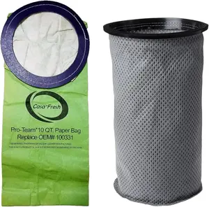 Casa Fresh - 10 PK of Replacement Bags for ProTeam 100331. Compatible with 10 QT BackPack Vacuums - Coachvac, Super Coachvac, Megavac (10 QT Round Bags 100331 + MicroLiner 100565)