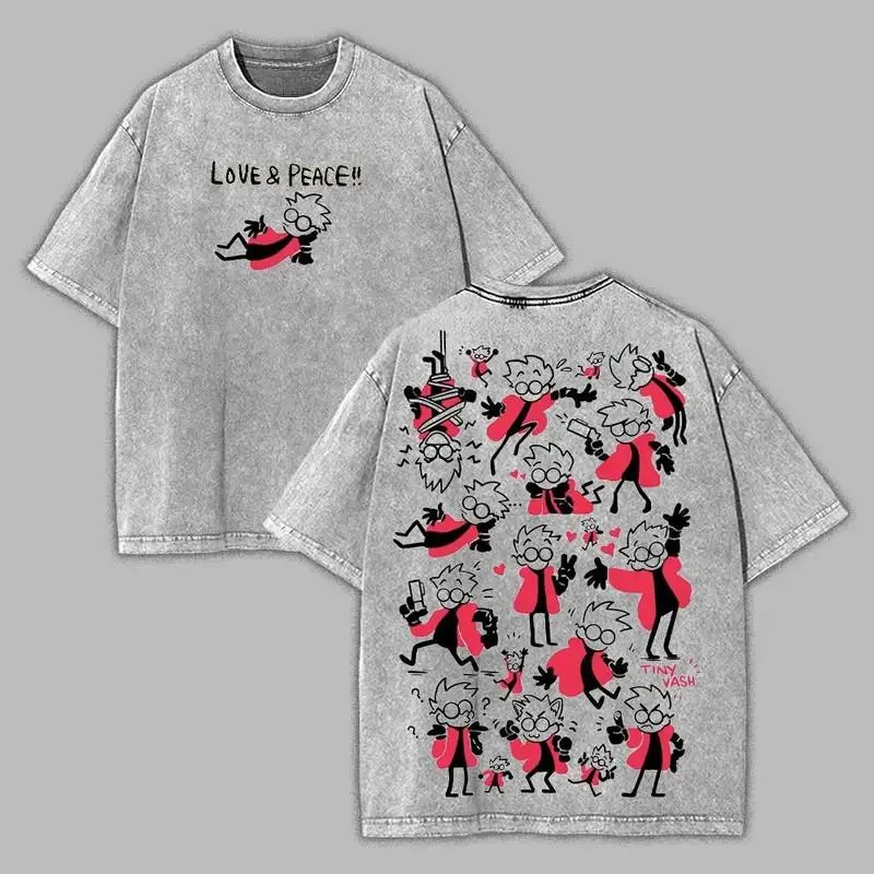 Men's Pure Cotton Vintage Trigun Vash the Stampede Figure-Inspired Round Neck T-Shirt - Menswear, Distressed, Casual, Fitted Cut, Multi-Size Anime Manga Top, Tshirt