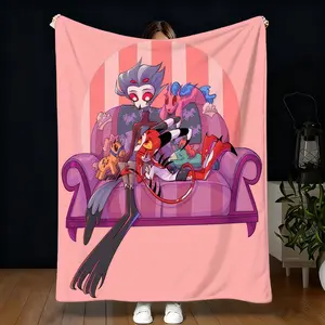 Helluva Boss Flannel Blanket, Family Use Window Seat Cover, Play Small Blanket, Soft and Cozy, Perfect for Home