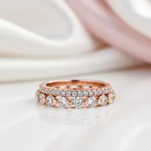 Rose Gold Women's Stackable Wedding Band Set