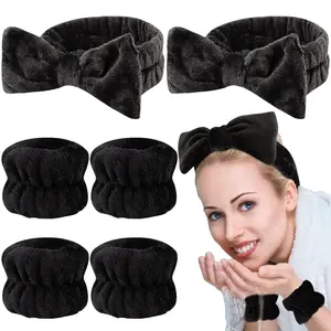 6 Pcs Spa Headband Face Wash Headband and Wristband Set, Microfiber Wrist, Wrist Wash Bands, Skincare Headbands Makeup Headband with Wristband Set, Hair Headband Face Wash Wristbands for Washing Face headband