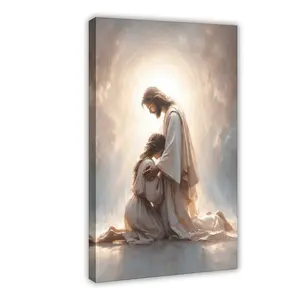 Jesus Hugging Woman Wall Art, Safe Haven Poster, Jesus Canvas Prints,Jesus And Woman Picture, Praying Painting,Christian Religious Prints