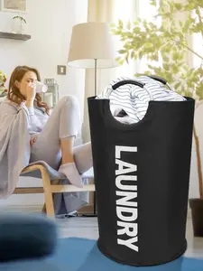 90L Laundry Basket Waterproof Hammper with Foam Protection Aluminum Soft Handle, Ideal for Dirty Clothes Dorm Home Use Laundry Hamper