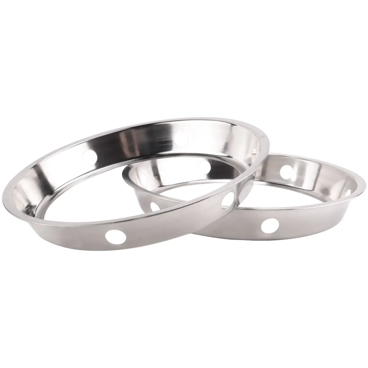 2x Stainless Steel Kitchen Wok Racks - Gas Stove Burner Holders with Perforated Sides, Durable Round Base, Universal Fit for 10.43x11.8in Round Bottom Stoves, 11.8in Dia, 26.5x30x4cm, Heat Raises and Drops Quickly Support