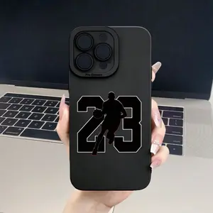 23 Number Handsome Boy Playing Basketball Black Mobile Phone Case Suitable for iPhone11 12 13 14 15 16 XS XR X 7 8 12 13Mini Plus Pro Max SE Series Mobile Phone Case, Suitable for Gifts to Girlfriend, Boyfriend, Friends or Yourself