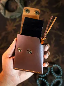 Handcrafted Leather Wallet with Button Closure for Men Slim Card Holder Durable Handmade Gift for Boyfriend Valentines Birthday Gift