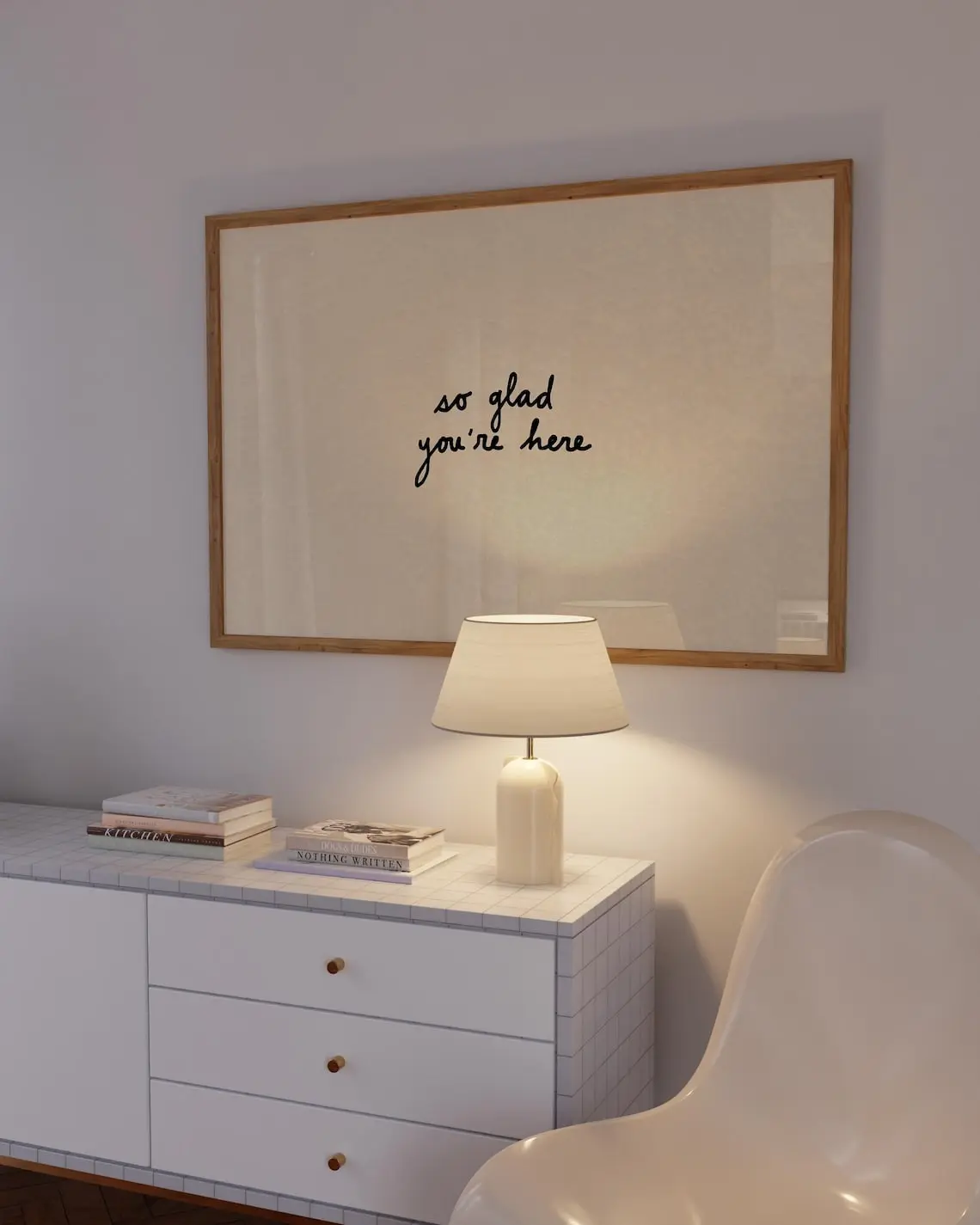 So Glad You’re Here Poster – Entryway Wall Art, Guest Room Welcome Decor