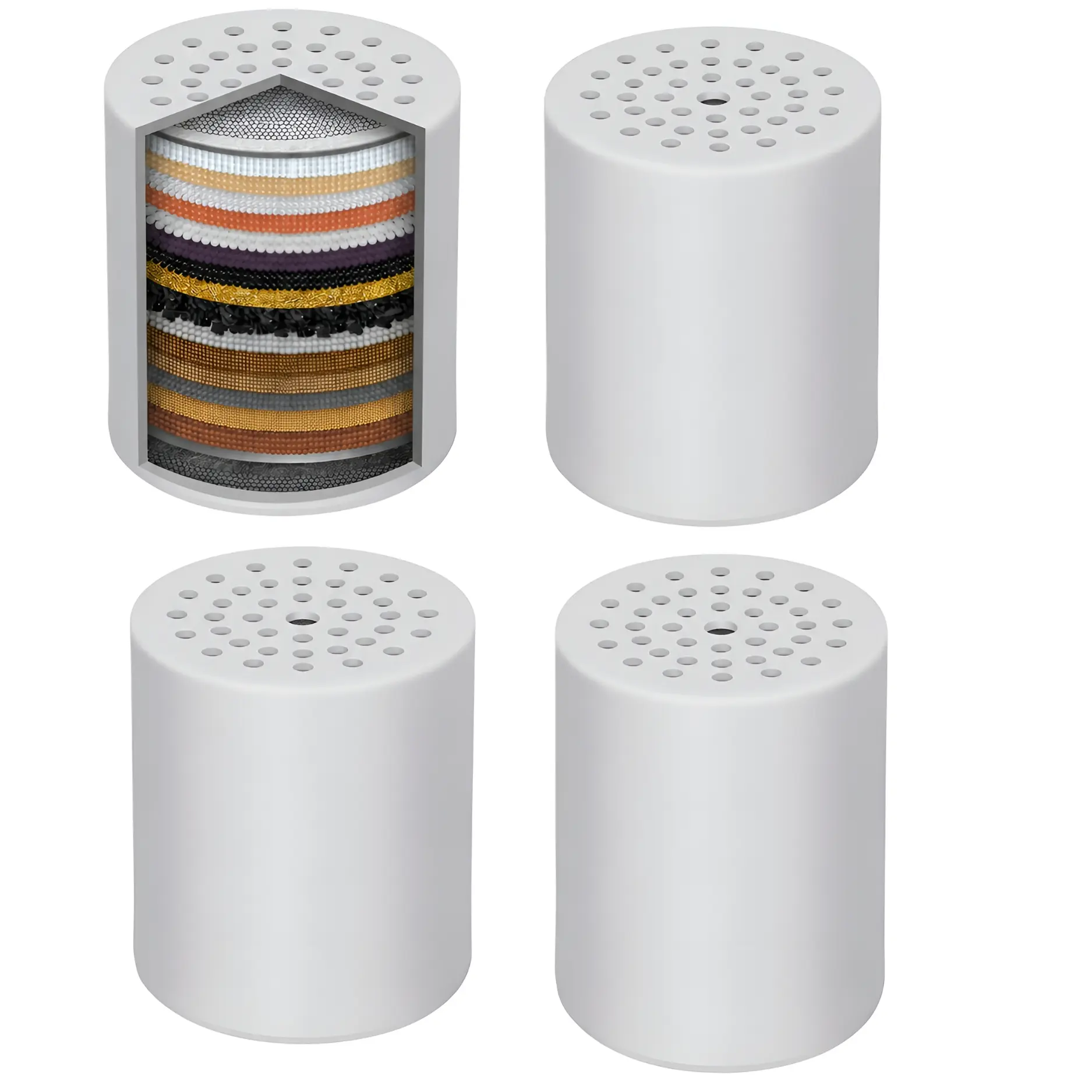 4 Pack 20 Stage Shower Filter Replacement Cartridges for Hard Water, Universal High Output Shower Filter Refills Compatible with Standard Shower Filters