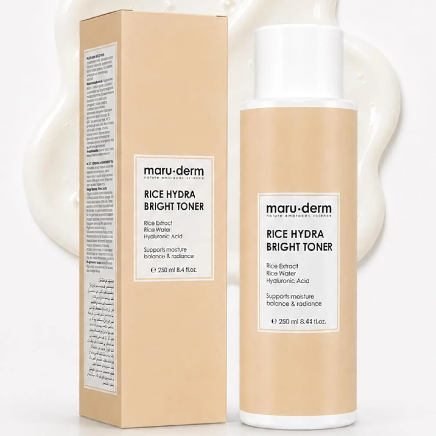 Maruderm Radiance & Hydration Rice Tonic Lotion with Rice Extract, Hyaluronic Acid & Centella—Daily Moisturizing & Illuminating Face Toner, 8.45 fl. oz. (250 mL)