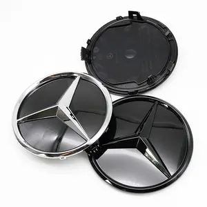 Mercedes-Benz Front & Rear Emblem Badge, Abs 3D Star Logo, Clip-On Replacement Exterior Badge for C-Class W204 W205
