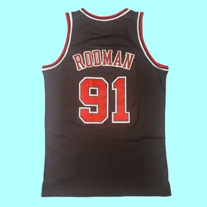 Dennis Rodman Men's Sleeveless stitched Basketball Jersey Black 1997-98 collect