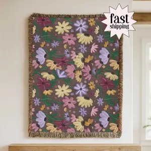 Flower Piano Surprise Song Woven Blanket Throw It Was Rare Acoustic Teenage Girl Christmas Gift Woven Tapestry Eras Subtle Floral