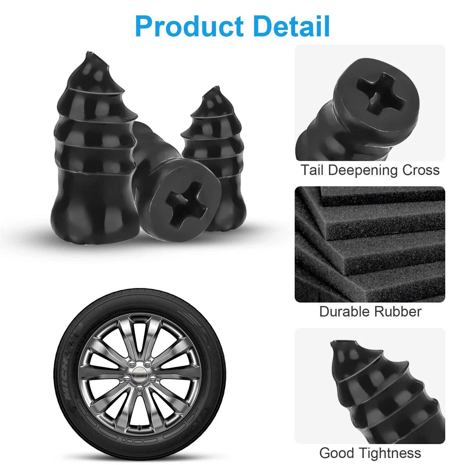 Tire Repair Screws with Screwdriver & Box Vacuum Tire Plug Kit Spiral Rubber Nail Tire Plugs Screw Type Fast Tool Self Screw in Tire Plugs for Car Truck Motorcycle Tire Puncture Repair