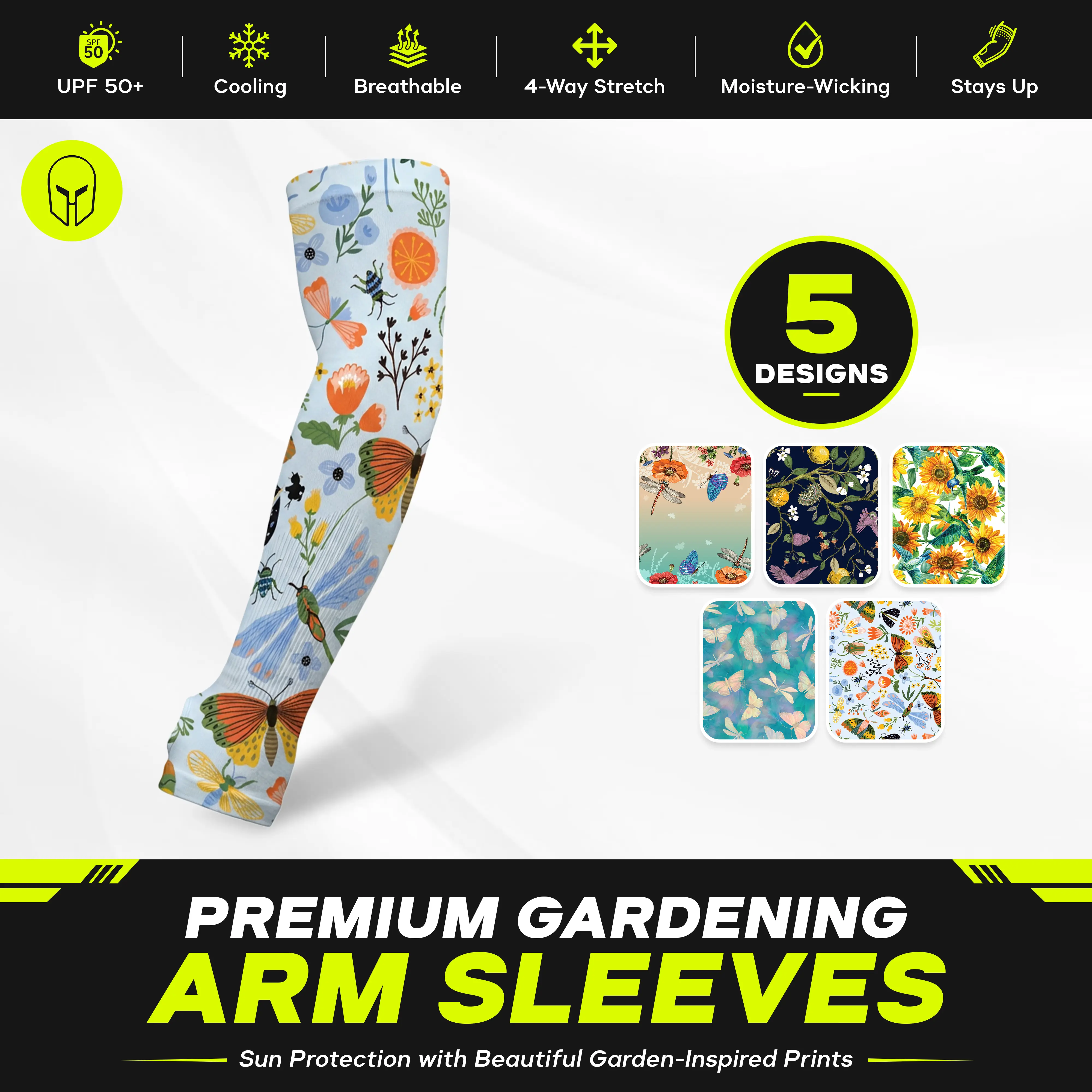 ARMORAY Garden Arm Sleeves for Women, UPF 50+ UV Protection Cooling Floral Sleeves for Gardening & Yard Work